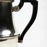 Silver-plated metal coffee pot Ercuis — decorated with bead friezes, ebony handle.
