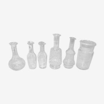 Lot de 6 vases et flacons en verre