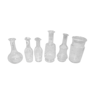 Lot of 6 vases and glass bottles