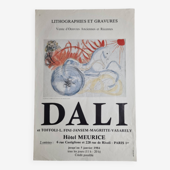 Affiche d’exposition DALI lithographies et gravures, le char de l'aurore, 1984, 38 x 60 cm