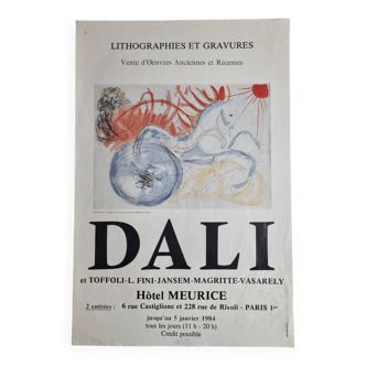 Affiche d’exposition DALI lithographies et gravures, le char de l'aurore, 1984, 38 x 60 cm