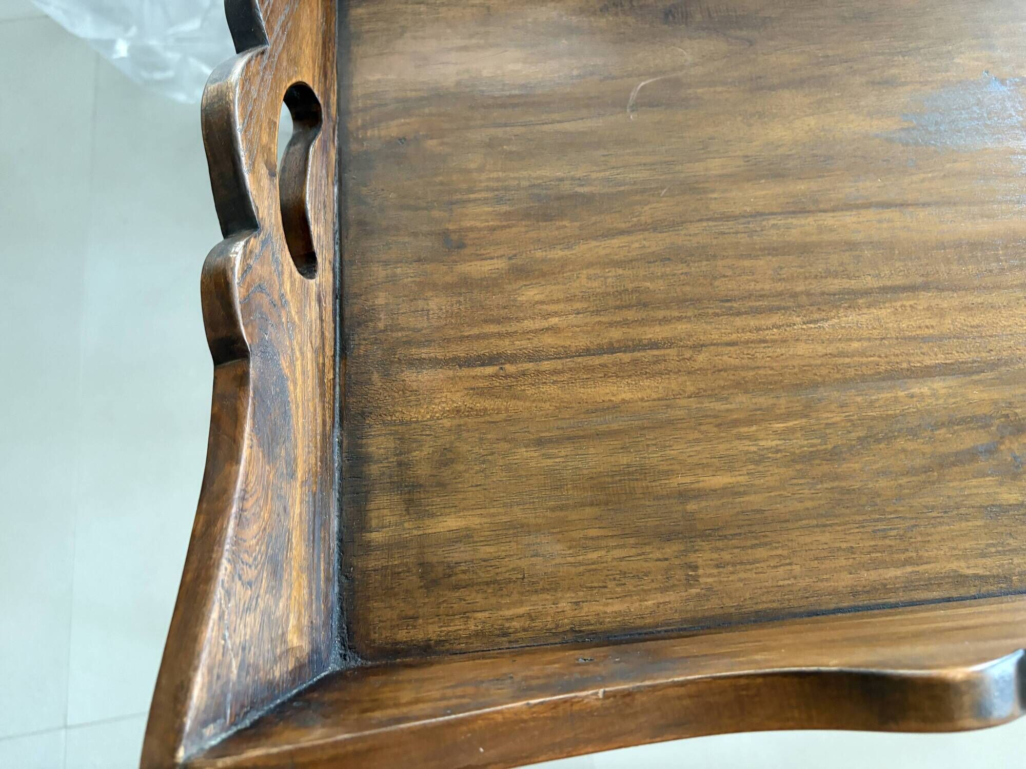 Pair of folding wooden side tables / serving tables in style