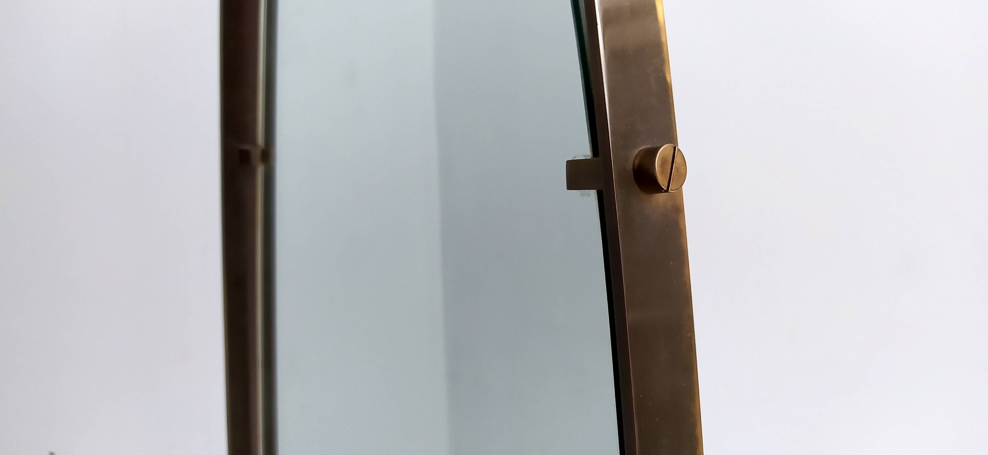 Vintage Oval Cheval Mirror with Brass and Metal Frame, Italy