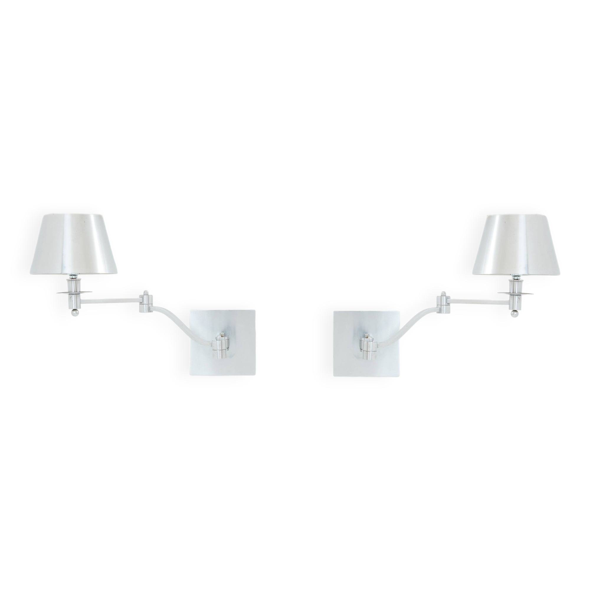 Pair of Maison Charles adjustable brushed steel wall lights circa 1960