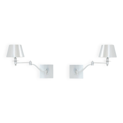 Paire d’appliques ajustables Maison Charles acier brossé vers 1960