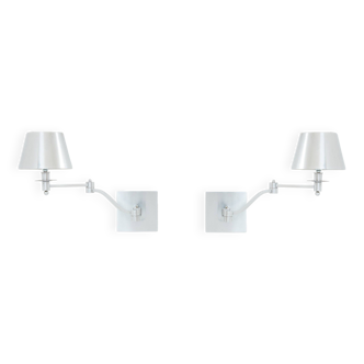 Pair of Maison Charles adjustable brushed steel wall lights circa 1960