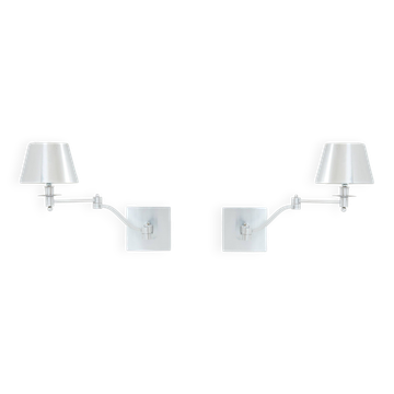 Pair of Maison Charles adjustable brushed steel wall lights circa 1960