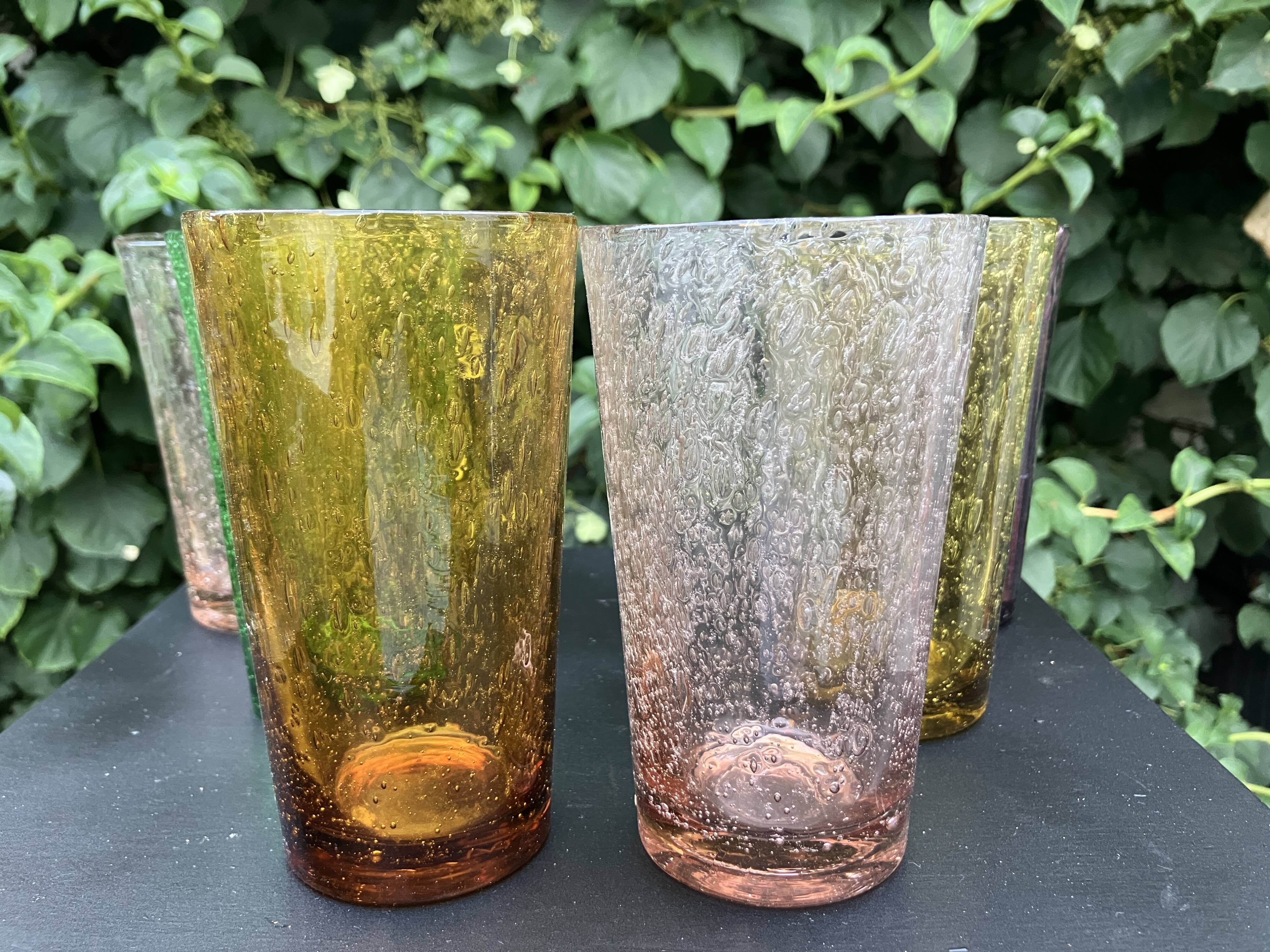 6 vintage 1960s Biot orangeade glasses