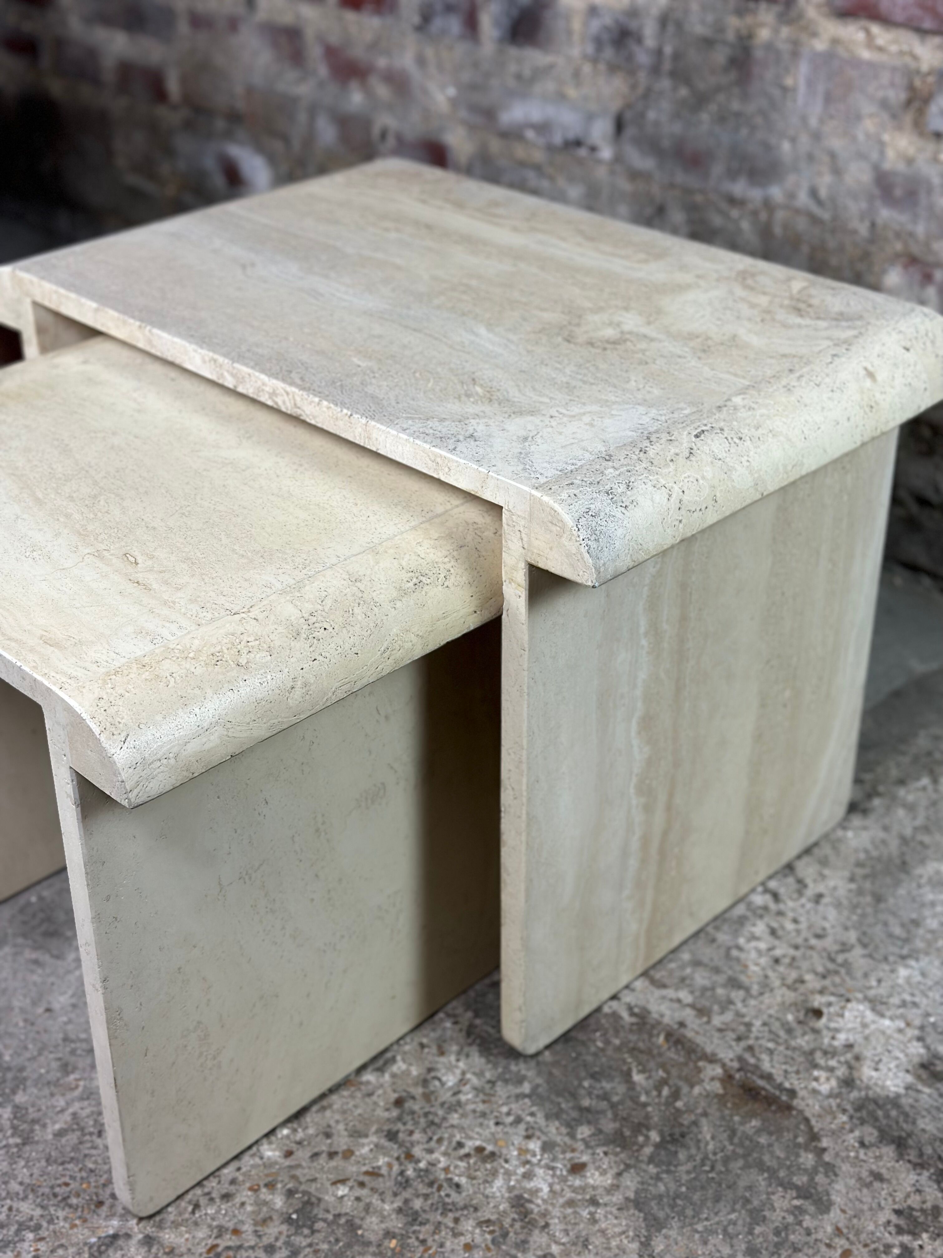 Artelano nesting tables in vintage travertine 1970
