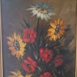 Oil on canvas still life with flowers signed soriano