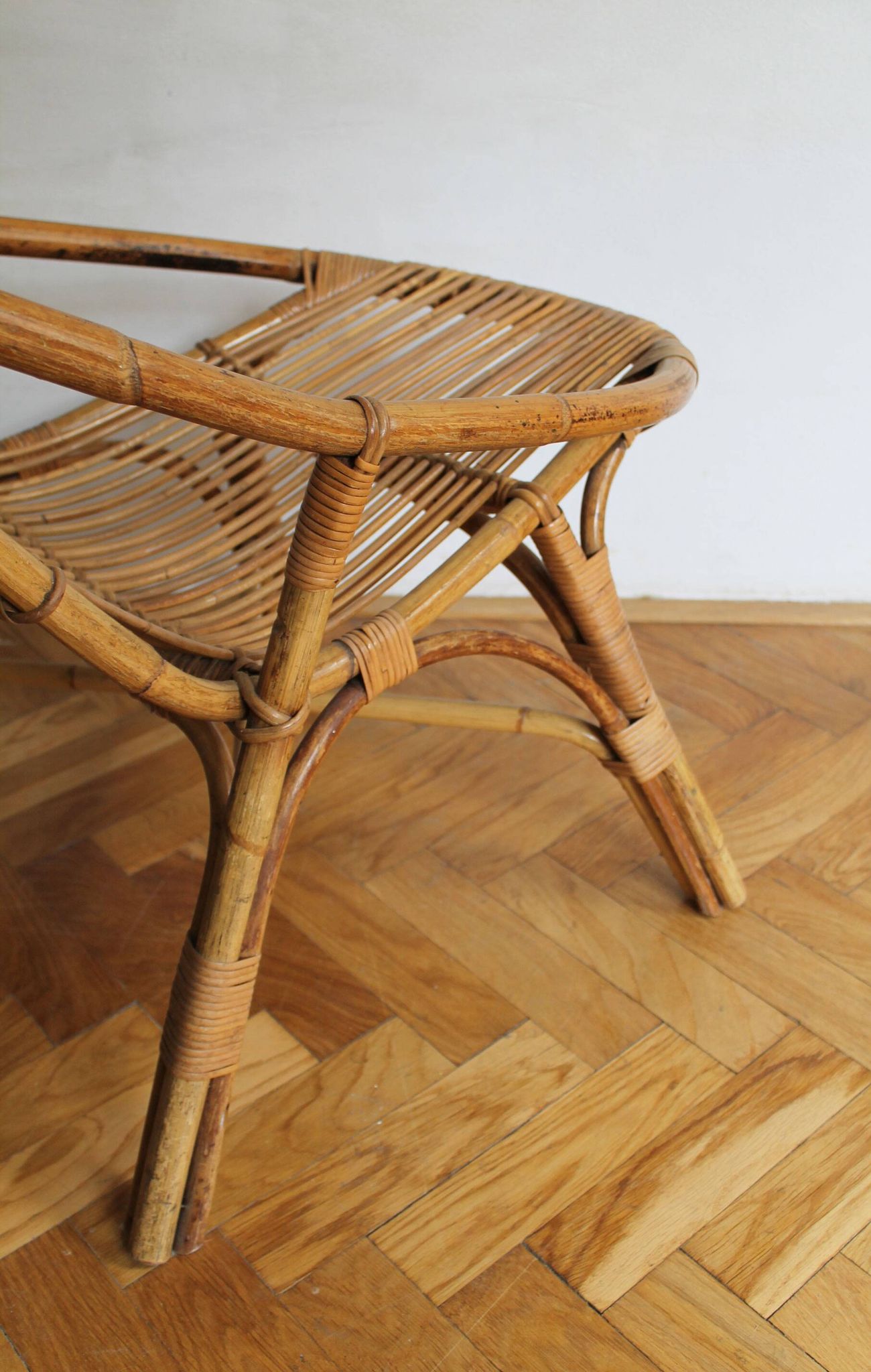 1960's Set of Four Rattan Armchairs and Side Table by Jaroslav Prochazka for ULUV