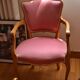 Fauteuil cabriolet en merisier et tissu