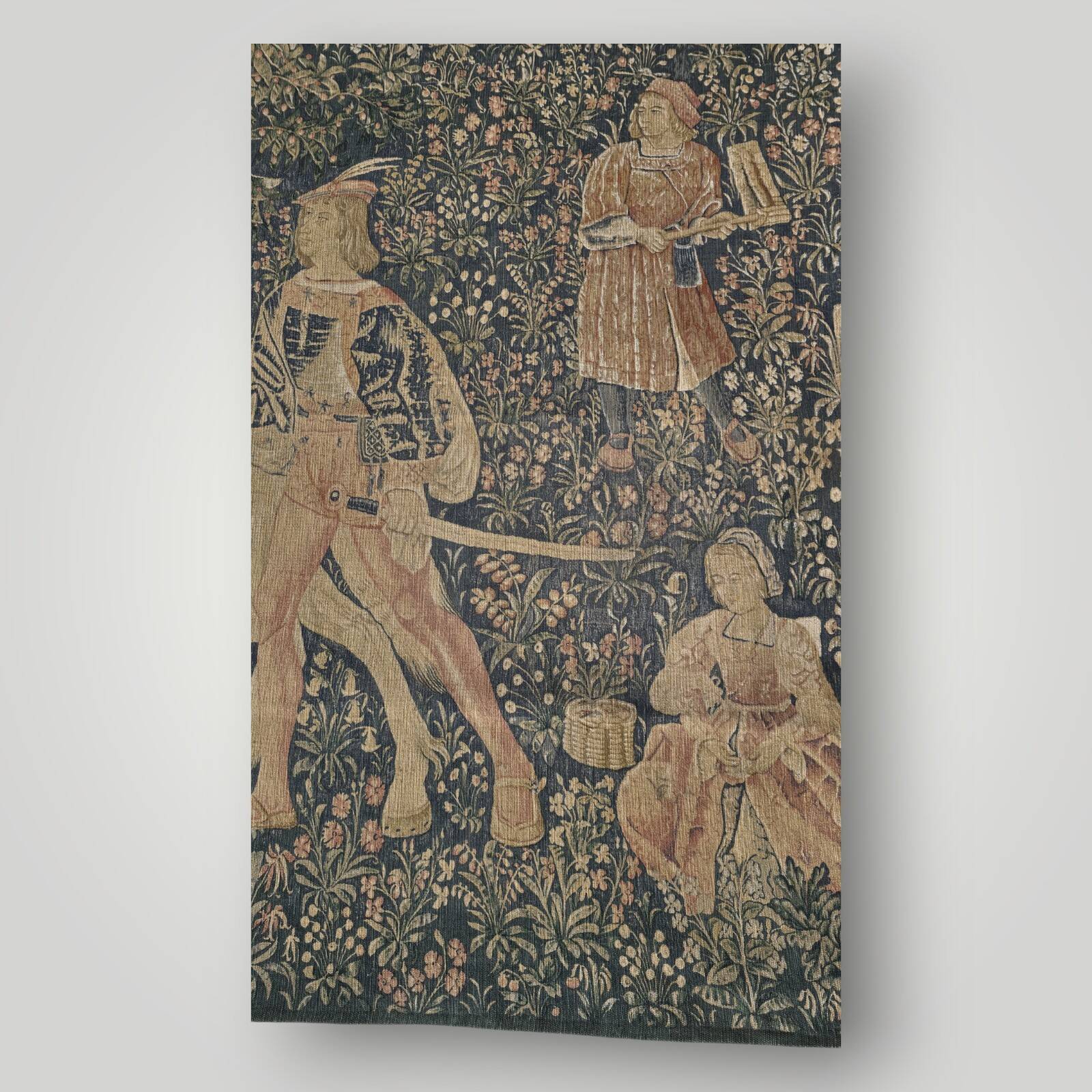 Noble Amazon Museum Tapestry, Hand-Printed Medieval Motif