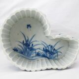 Old Chinese or Japanese blue and white porcelain planter from the late 19th or early 20th century