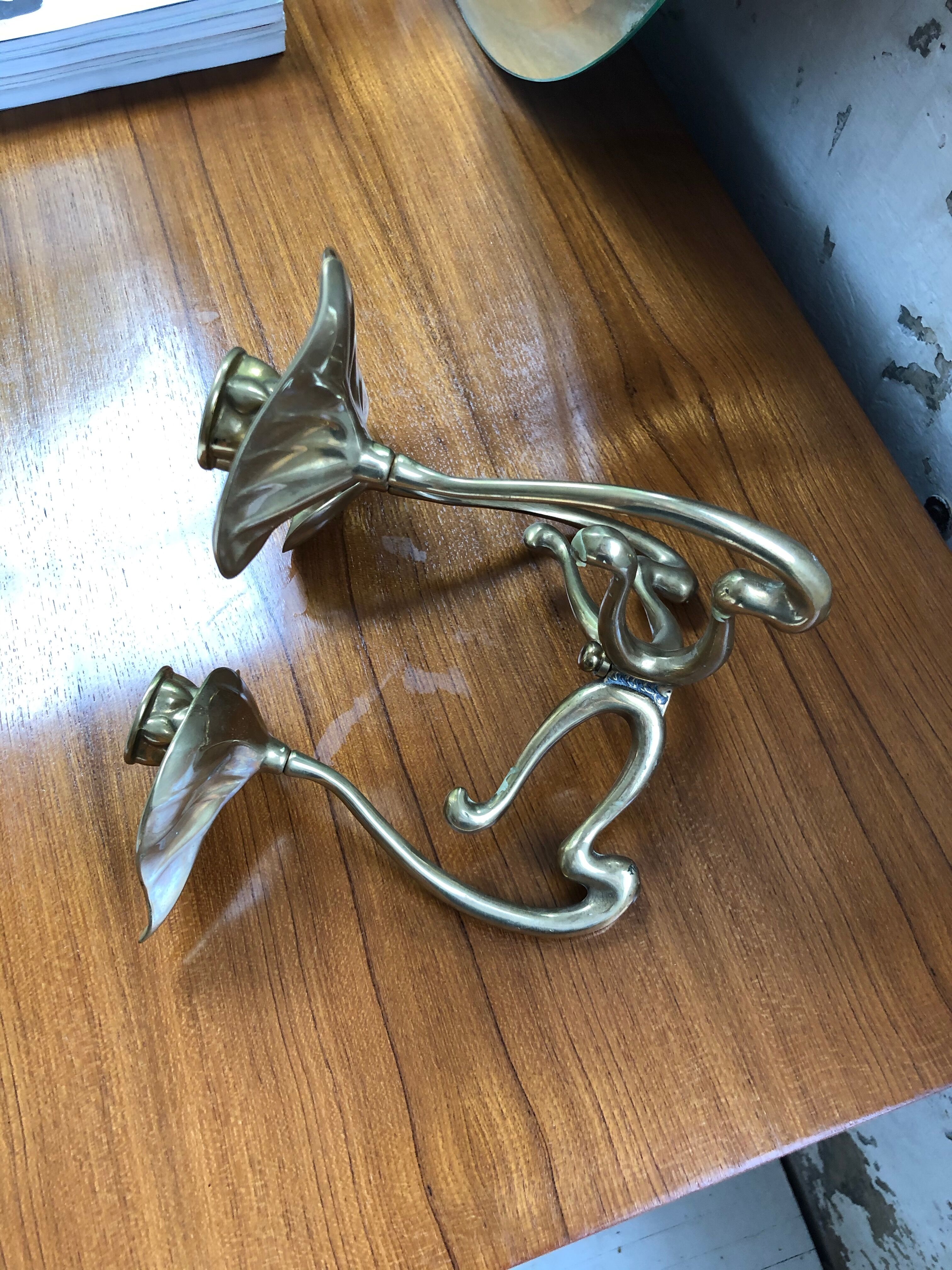 Large candlestick brass flowers