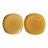Set of 2 vintage yellow barbotine plates Sarreguemines France