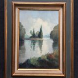 Oil sut canvas "Champagne Island on The Isle-Adam" by FRANCKI