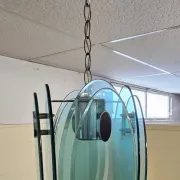 Nilo Veca for Fontana Arte: Vintage design pendant light in smoked green glass.