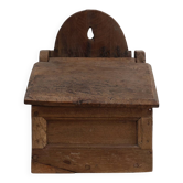 Antique French Oak Wall Salt Box, ca. 1850