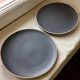 Asymmetrical grey stoneware plate 26 cm