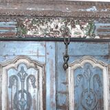 Ancienne porte indienne en vieux teck pièce et patine d'origine