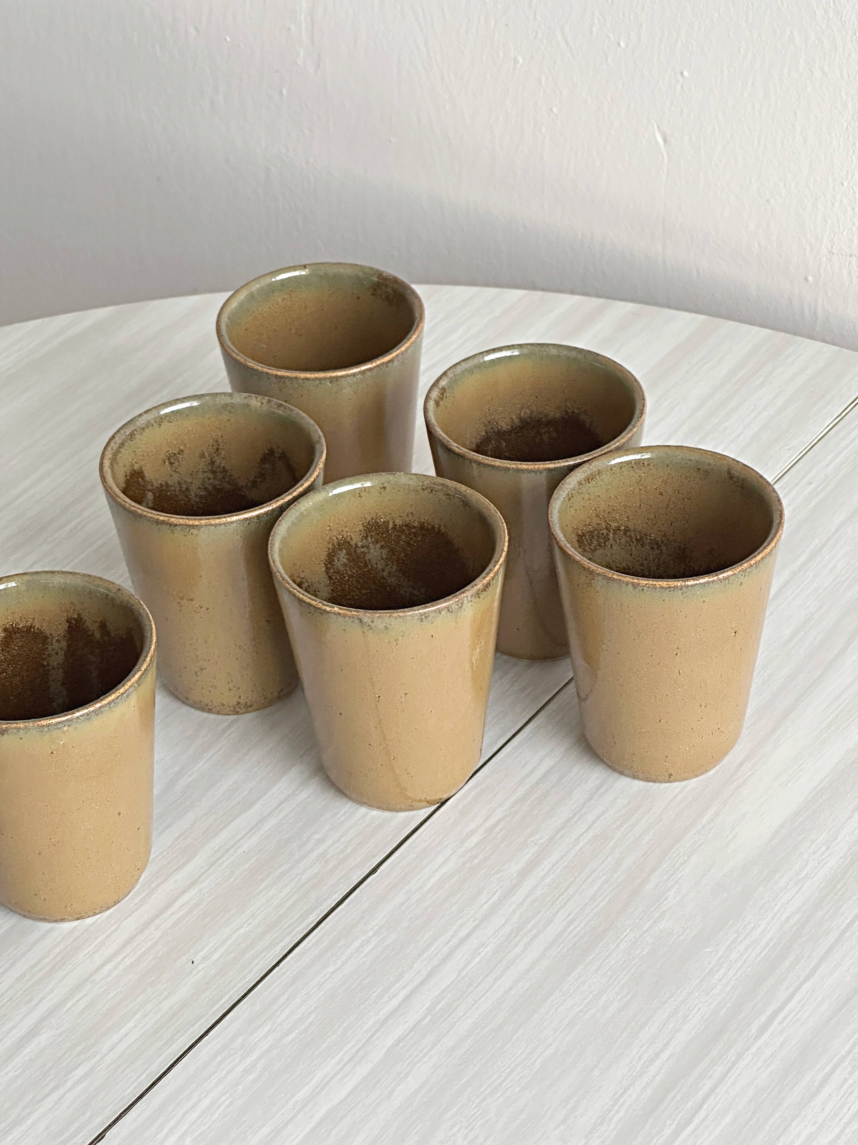 Set of 6 ancient stoneware cups