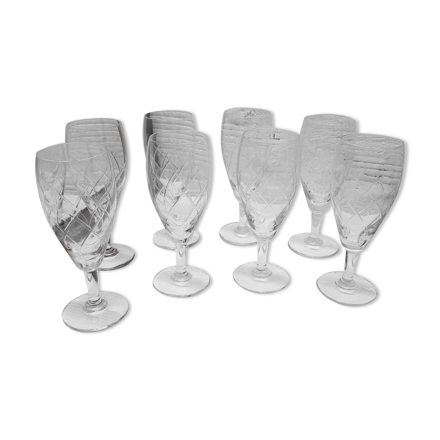 Set 8 glasses champagne glass chiseled