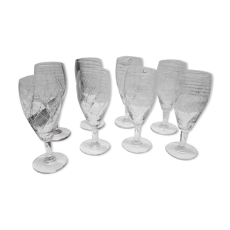 Set 8 glasses champagne glass chiseled