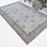 6x10 Rug For Living Room Bordered Blue Turkish Vintage Area Rug, 184x301Cm SK 1512