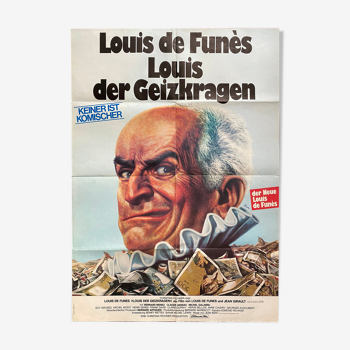 Affiche cinéma allemande "L'Avare" Louis de Funès 60x84cm 1980