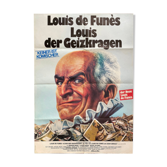 Affiche cinéma allemande "L'Avare" Louis de Funès 60x84cm 1980