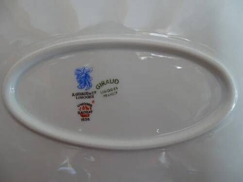 Fish plate limoges "corail la mer" porcelain a. giraud & cie sauviat