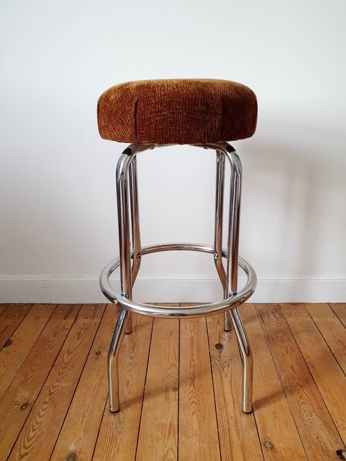 4 Tabourets de bar chromé vintage