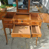 Rustic Louis XV hairdresser in cherry wood, functioning as a desk.