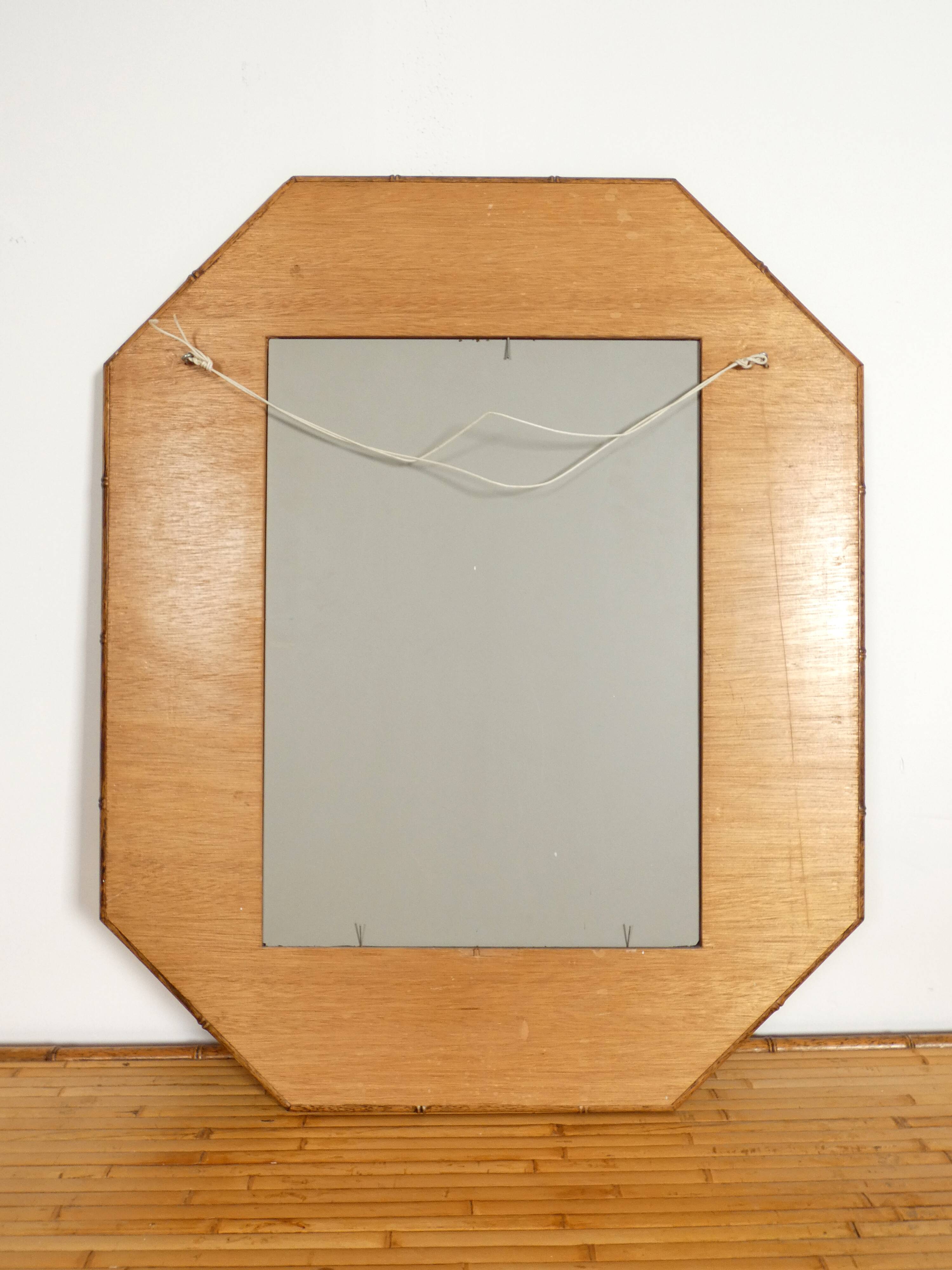 Console with sidetable and mirror in bamboo and rattan