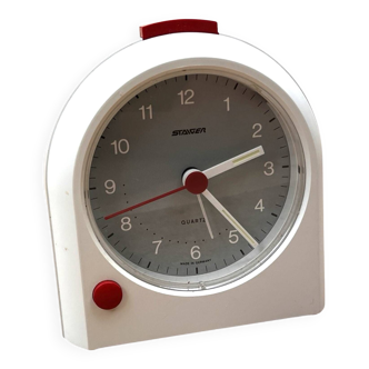 Staiger white electric alarm clock, Germany, 1980s