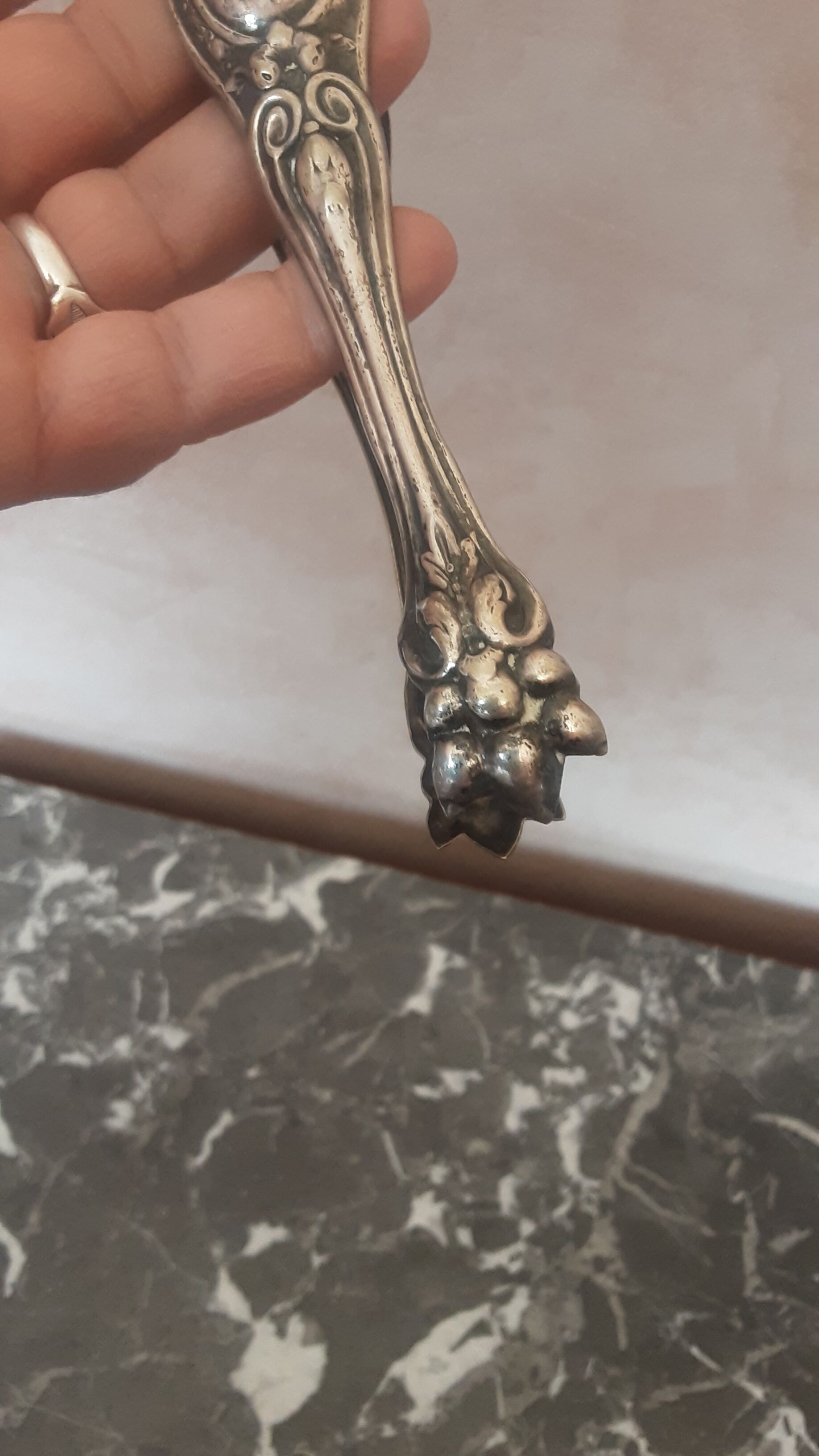 Antique silver metal sugar clamp