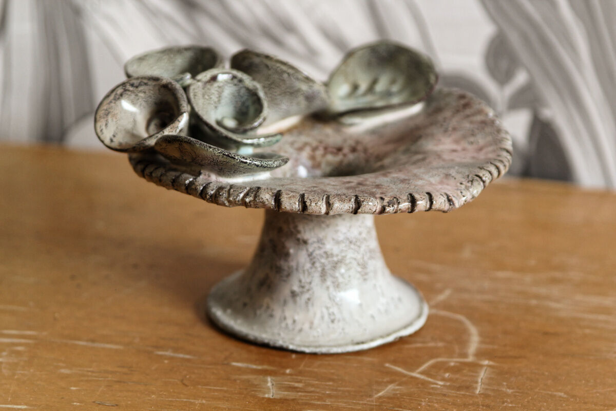 Glazed terracotta candle holder