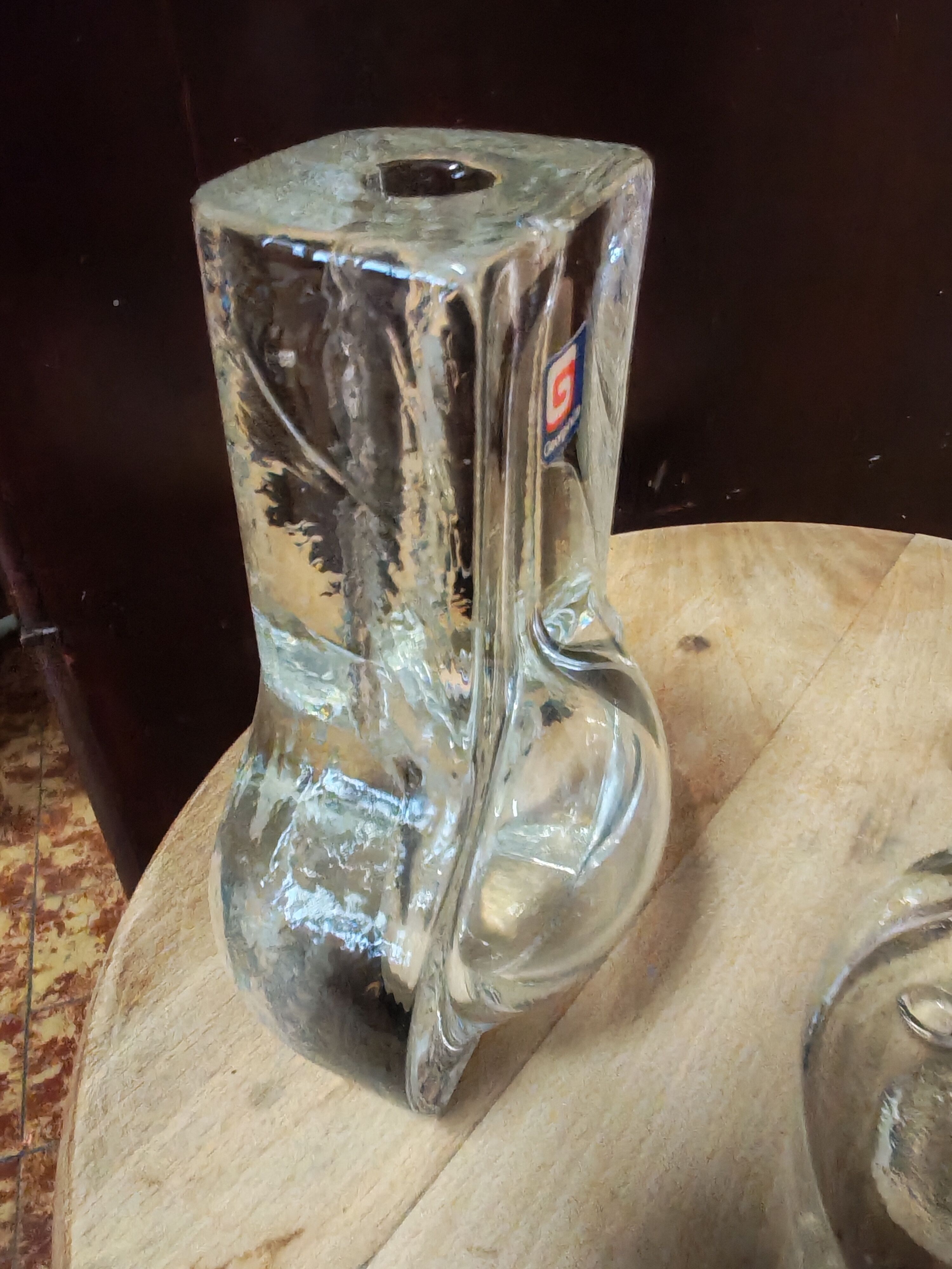 Lot de trois vases soliflores en verre moulé space age Allemagne 1970