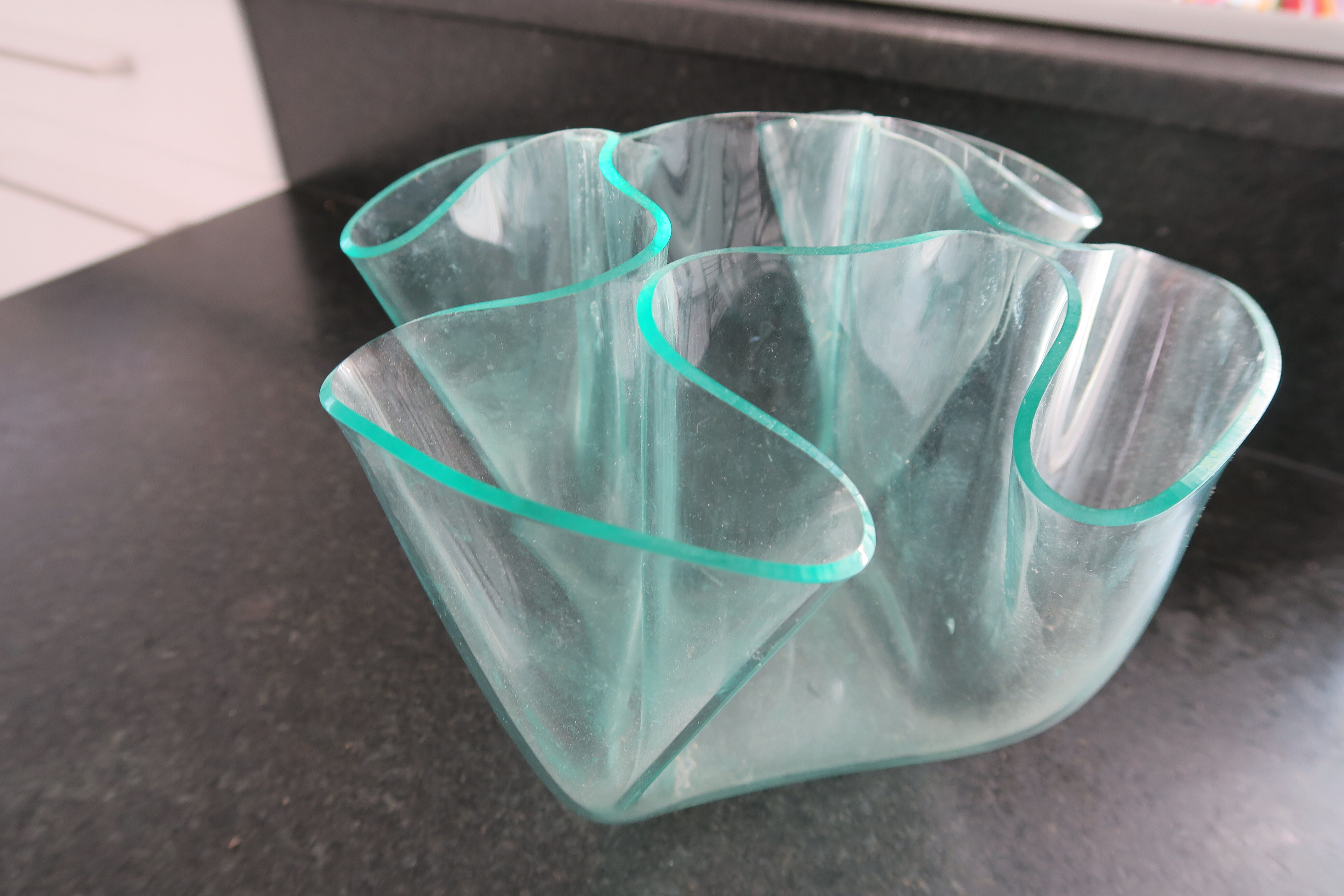 Plexiglass vase 1970 shape handkerchief 5 compartments 21 cm x 17 high
