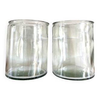 Two glass tealight holders