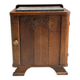 Art Deco wooden bedside table with marble top and one drawer