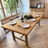 Solid wood farmhouse table with 2 extensions