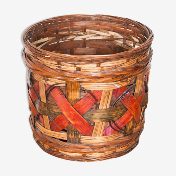 Vintage jar cover in colorful wicker