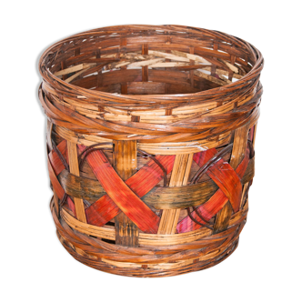 Vintage jar cover in colorful wicker