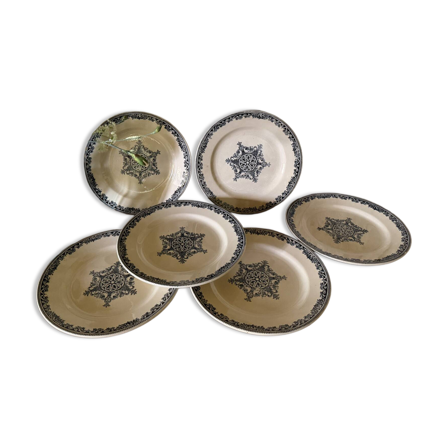 Service flat plates Jules Vieillard Bordeaux in ironstone