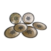 6 assiettes plates Jules Vieillard Bordeaux en terre de fer