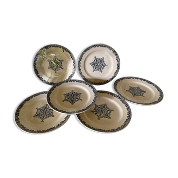 6 flat plates Jules Vieillard Bordeaux in ironstone