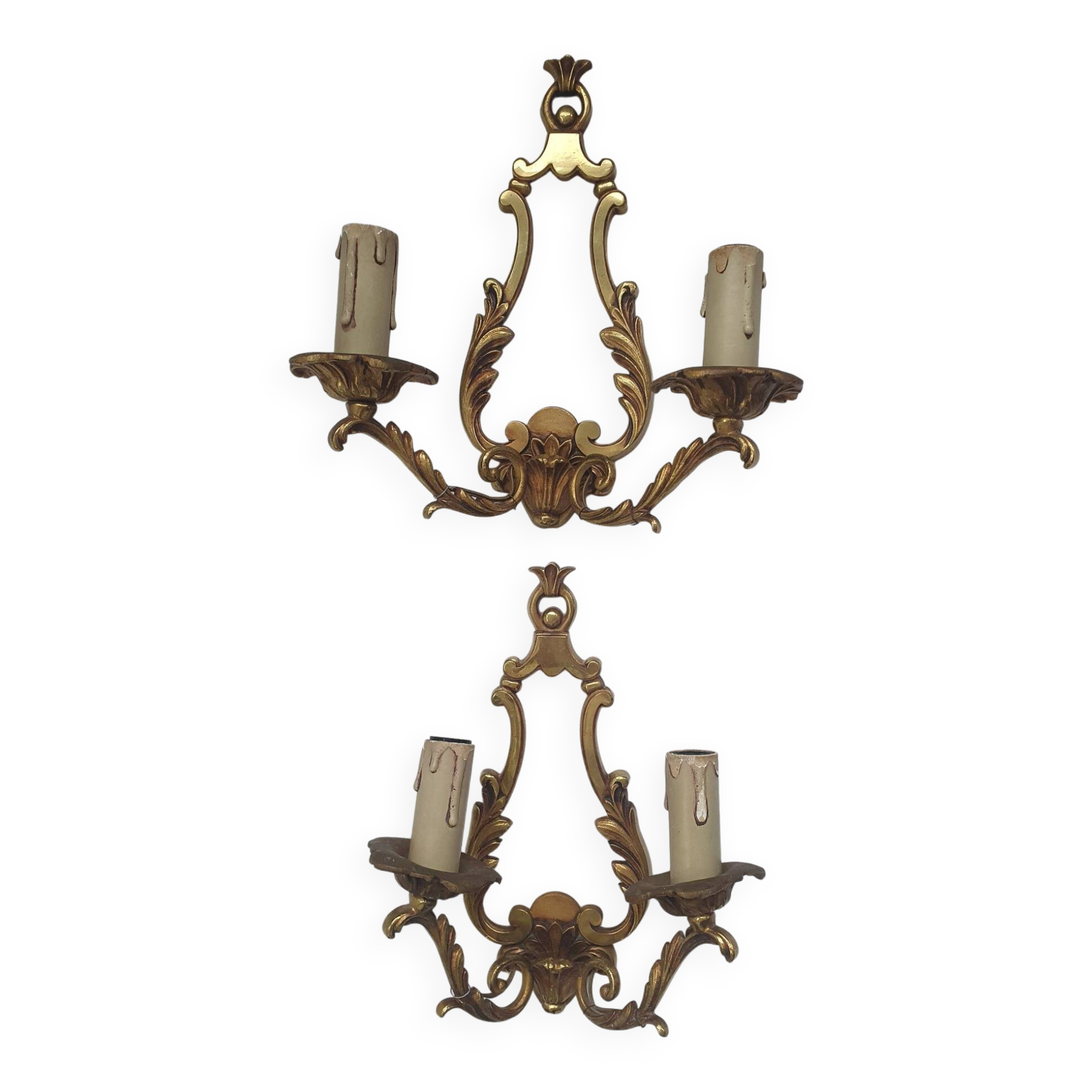 Pair of antique candlestick wall sconces