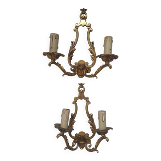Pair of antique candlestick wall sconces